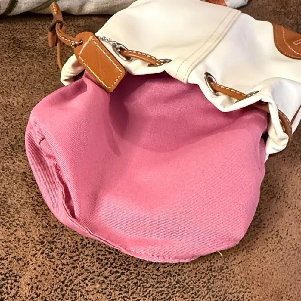 VINTAGE COACH POUCH 2004 #8669 Drawstring Closure Leather & Nylon w/Hangtag VGUC